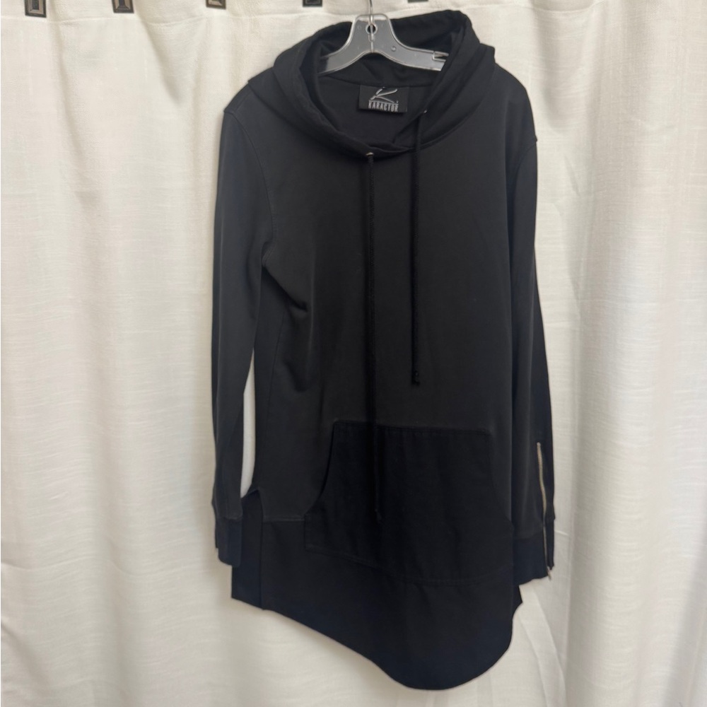 22” ptp zipper cuffs, Black Hooded Women's Top - Picture 11 of 11